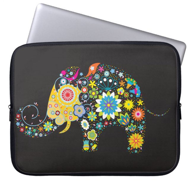 Vloeiende olifantenretro-Mode Laptop Sleeve (Voorkant)