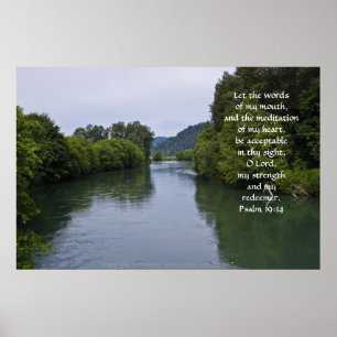 Vloeiende rivierafdrukken met Scriptversie Poster