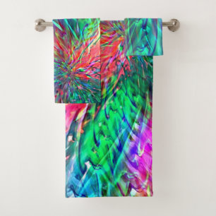 Vloeiende spiraal in overlappende showkleurige vle bad handdoek