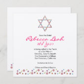 Vloeiende ster van David Save the Date Bat Mitzvah (Voorkant / Achterkant)