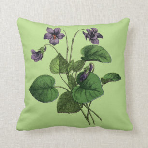 Vloeiende vioolbloemen op groen of wit kussen