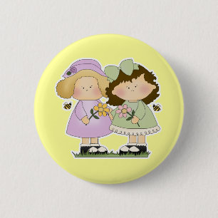 Vloeiende vrienden meisjes ronde button 5,7 cm