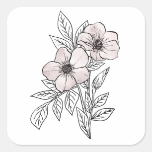 Vloeiende waterverven, esthetisch element vierkante sticker