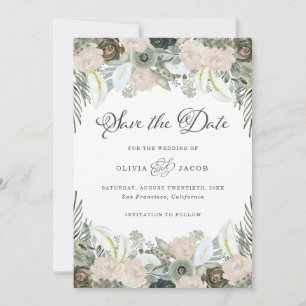 Vloeiing en Floral Sage Green Wedding Save The Date