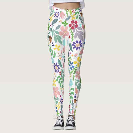 Vloeiing Modern Floral Leggings (Voorkant)