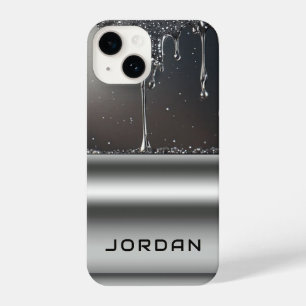 Vloeistofdruppelende glanzende metalen esthetische iPhone 14 hoesje