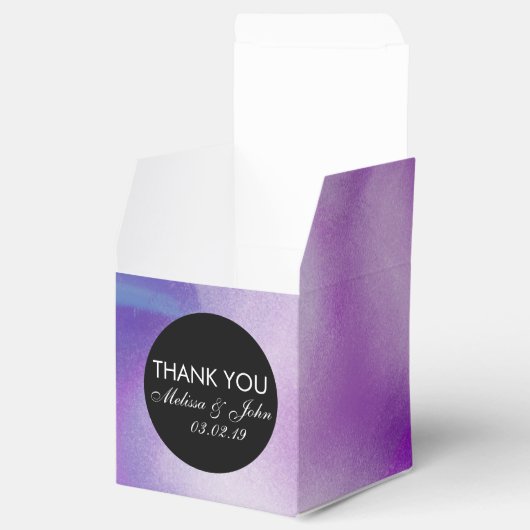 Vloeistofinkt kleurrijk Paars marmer draf Dank u w Bedankdoosjes (Geopend)