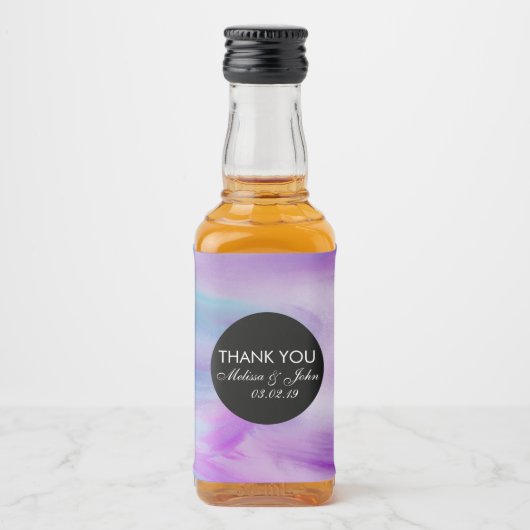 Vloeistofinkt kleurrijk Paars marmer draf Dank u w Likeurfles Etiket (Voorkant)