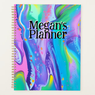 Vloeistofkunst met aangepaste naam Planner Pastel