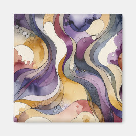 Vloeistoflijnen paarse en gouden abstracte waterve magneet