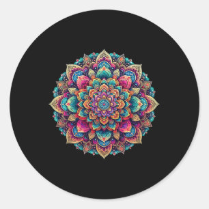 Vloekwoord Mandala Grafische T-shirts T-shirt voor Ronde Sticker