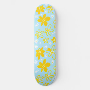 Vloer Bouquet Daisy Meadow Sky Yellow White Skateboard