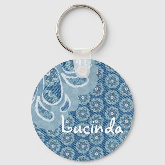 Vloer en denim Faded aqua name sleutelhanger (Voorkant)