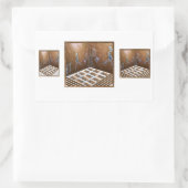 Vloer tegels in de buurt van figuur op de muur. rechthoekige sticker (Tas)