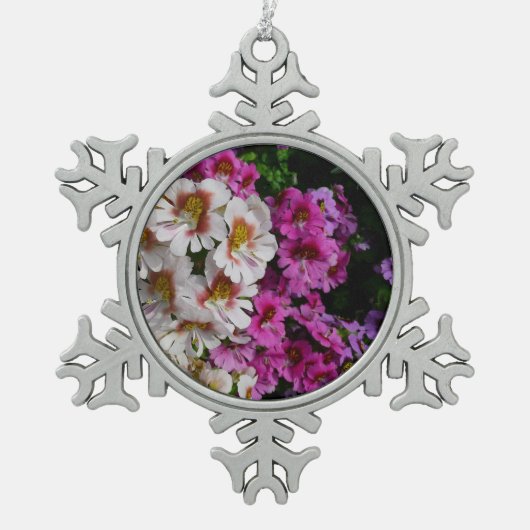 Vloerbeugels Witte roze en Paarse vlinder Tin Sneeuwvlok Ornament (Voorkant)
