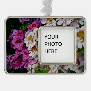 Vloerbeugels Witte roze en Paarse vlinder Verzilverd Kader Ornament
