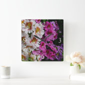 Vloerbeugels Witte roze en Paarse vlinder Vierkante Klok (Huis)