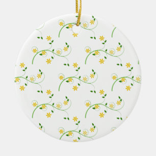 Vloeren en bloemen keramisch ornament