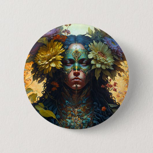 Vloergodin Fantasy Art Ronde Button 5,7 Cm (Voorkant)