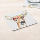 Vloerkroonforestster Deer Vierkante Kartonnen Onderzetter (Schuin)