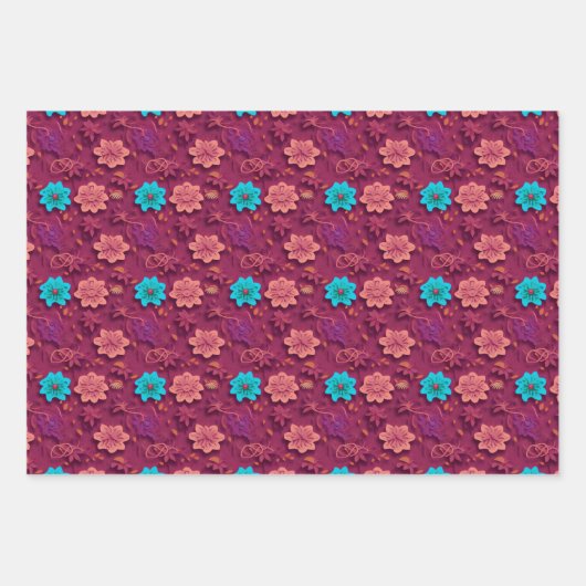 Vloerpapier - Design van bloemen van paprika's Inpakpapier Vel (Voorkant 3)