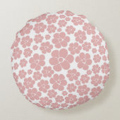 Vloerpatroon - Roze en wit Rond Kussen (Achterkant)