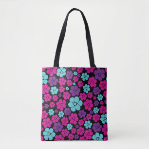 Vloerpatroon - Roze, Paars, blauw en zwart Draagtas