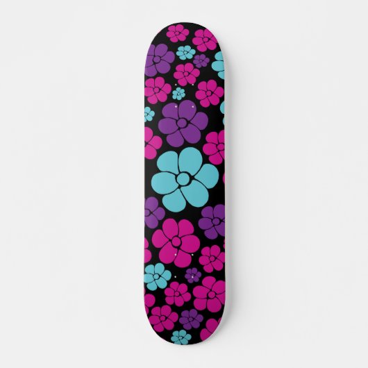 Vloerpatroon - Roze, Paars, blauw en zwart Skateboard (Voorkant)