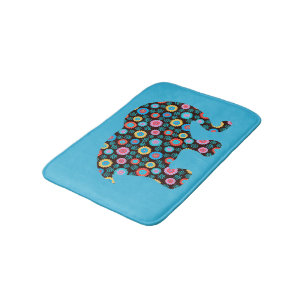 Vloerpatroonolifant op blauw badmat
