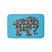 Vloerpatroonolifant op blauw badmat (Voorkant)