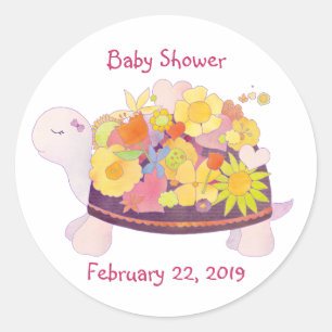 Vloerschildpad Baby shower Ronde Sticker