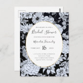 Vloertekening, zwarte en witte bloemen briefkaart (Voorkant / Achterkant)