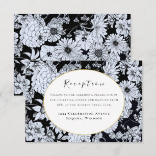 Vloertekening, zwarte en witte bloemen informatiekaartje