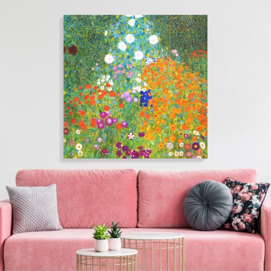 Vloertuin | Gustav Klimt Canvas Afdruk (Insitu (Woonkamer))