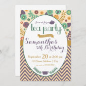 Vloertuin Tea Party Invitation Kaart (Voorkant / Achterkant)