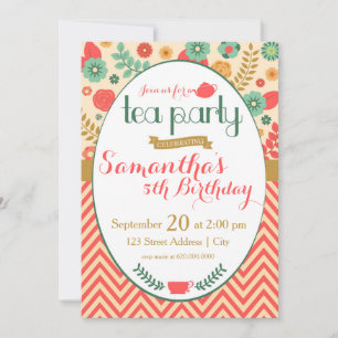Vloertuin Tea Party Invitation Kaart