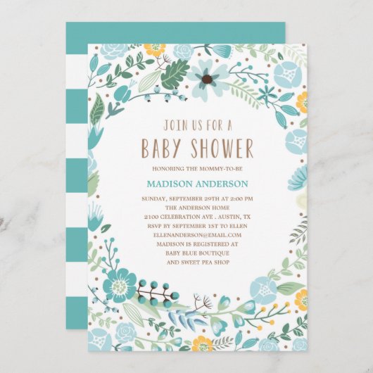 Vloertuin | Uitnodiging tot Baby shower (Voorkant / Achterkant)