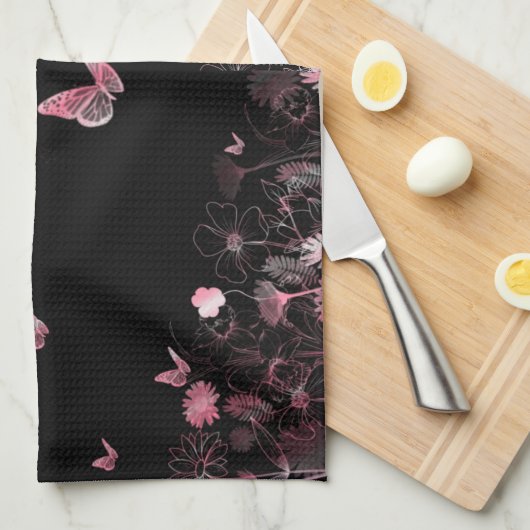 Vloerveld met vlinder theedoek (Quarter Fold)