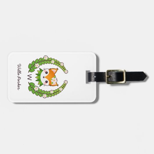 Vloervosnaam en -monogram bagagelabel (Voorkant horizontaal)