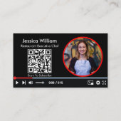 Vloggerkanaal van YouTube met QR-code zwart Visitekaartje (Achterkant)