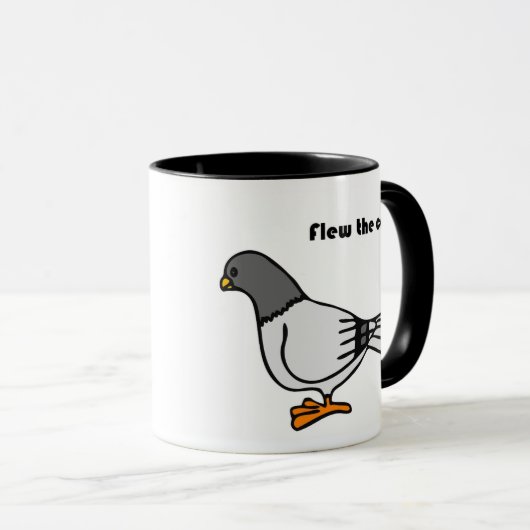 Vloog de Coop Funny Grey Pigeon Cartoon Mok (Voorkant rechts)