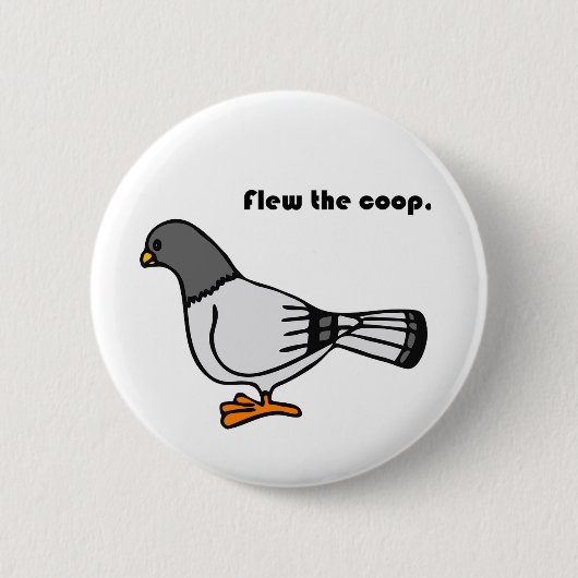 Vloog de Coop Funny Grey Pigeon Cartoon Ronde Button 5,7 Cm (Voorkant)