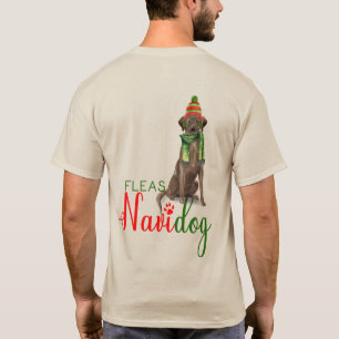 Vlooien Navidog Chocolade Lab Grappige Hond Kerstm T-shirt