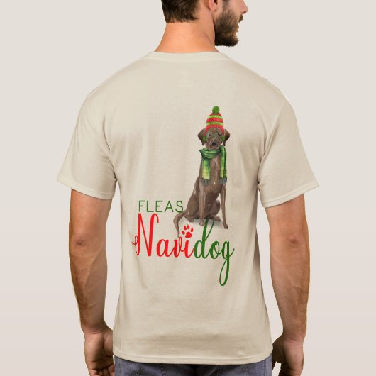 Vlooien Navidog Chocolade Lab Grappige Hond Kerstm T-shirt (Achterkant)