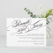 Vlourish Black and White Wedding Invitation Kaart (Staand voorkant)