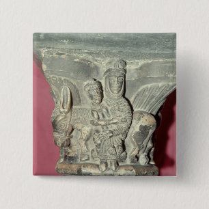 Vlucht naar de Egyptische hoofdstad Vierkante Button 5,1 Cm