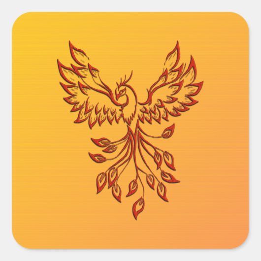 Vlucht van A Phoenix Vierkante Sticker (Voorkant)