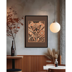 Vlucht van elegantie: een Art Nouveau vlinder Poster