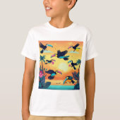 Vlucht van Fancy: Cartoon Toucans Soar T-shirt (Voorkant)