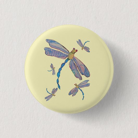 Vlucht van libellen ronde button 3,2 cm (Voorkant)